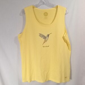 Life is Good Yellow Graphic Print Crusher Tee Tank Top Size XL